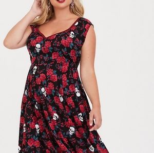 TORRID rose and skull vintage dress